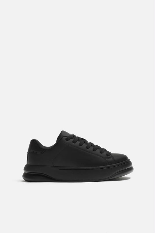 Zara Minimal Court Sneakers – black