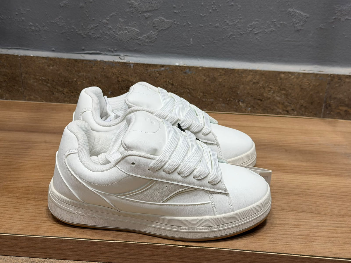 Chunky Court Sneakers – Triple White Detail