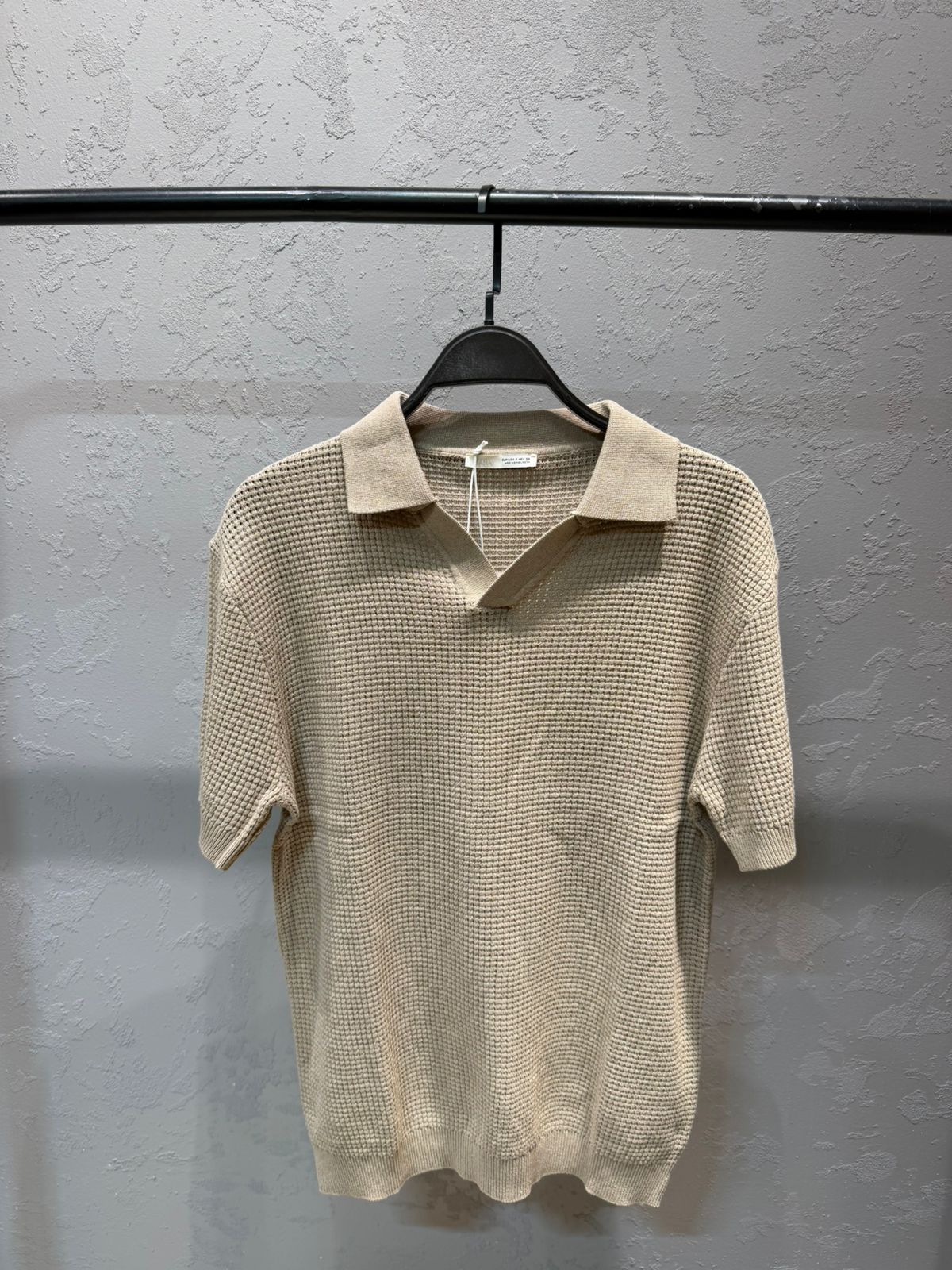 ZARA Waffle Knit Polo – Sand
