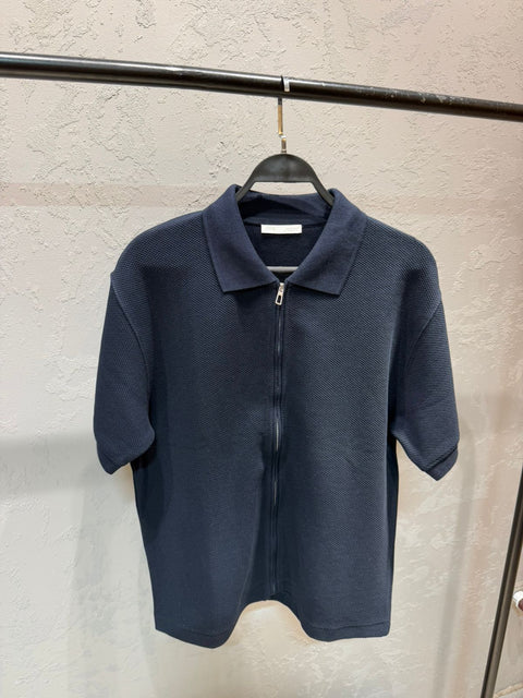 ZARA Zipper Polo – Navy