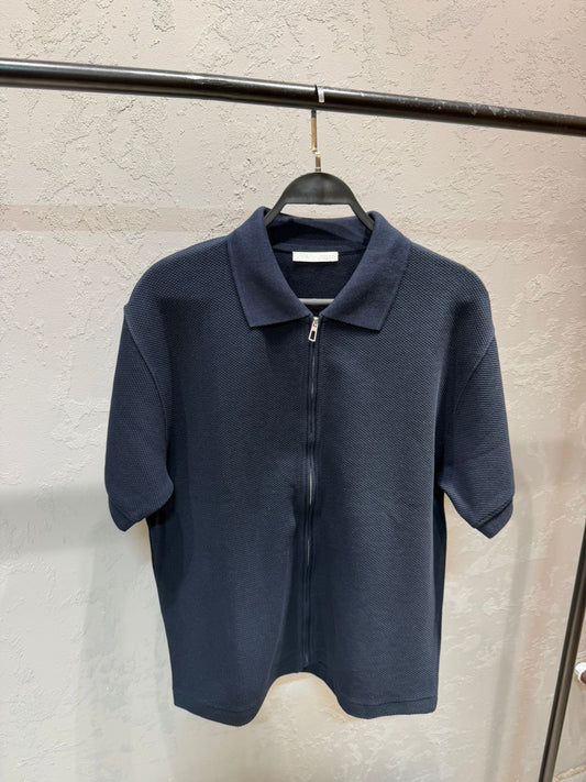 ZARA Zipper Polo – Navy