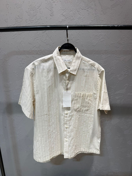 ZARA Riviera Textured Linen Shirt – Ivory