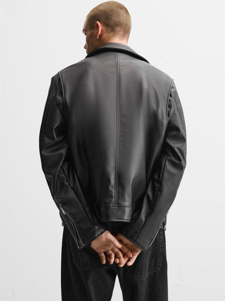 LEATHER-EFFECT BIKER JACKET - ZARA