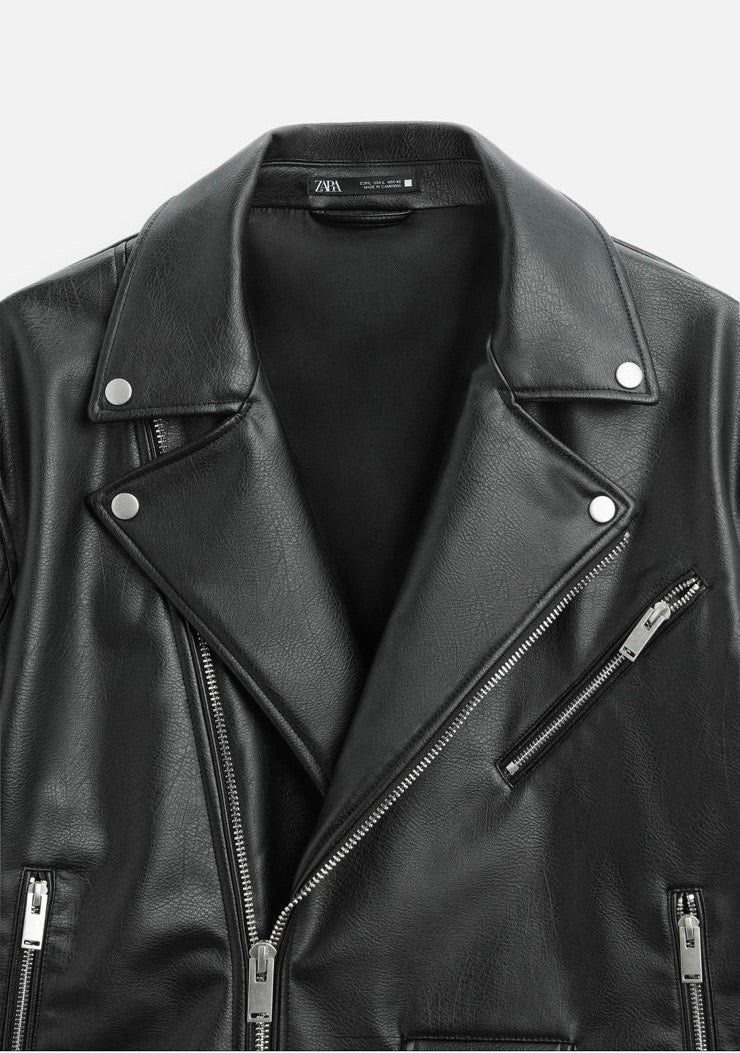 LEATHER-EFFECT BIKER JACKET - ZARA