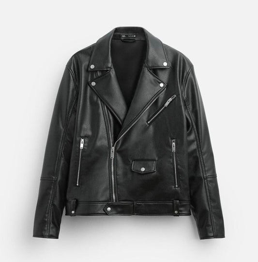 LEATHER-EFFECT BIKER JACKET - ZARA