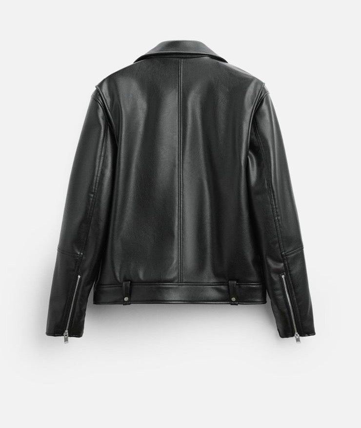 LEATHER-EFFECT BIKER JACKET - ZARA